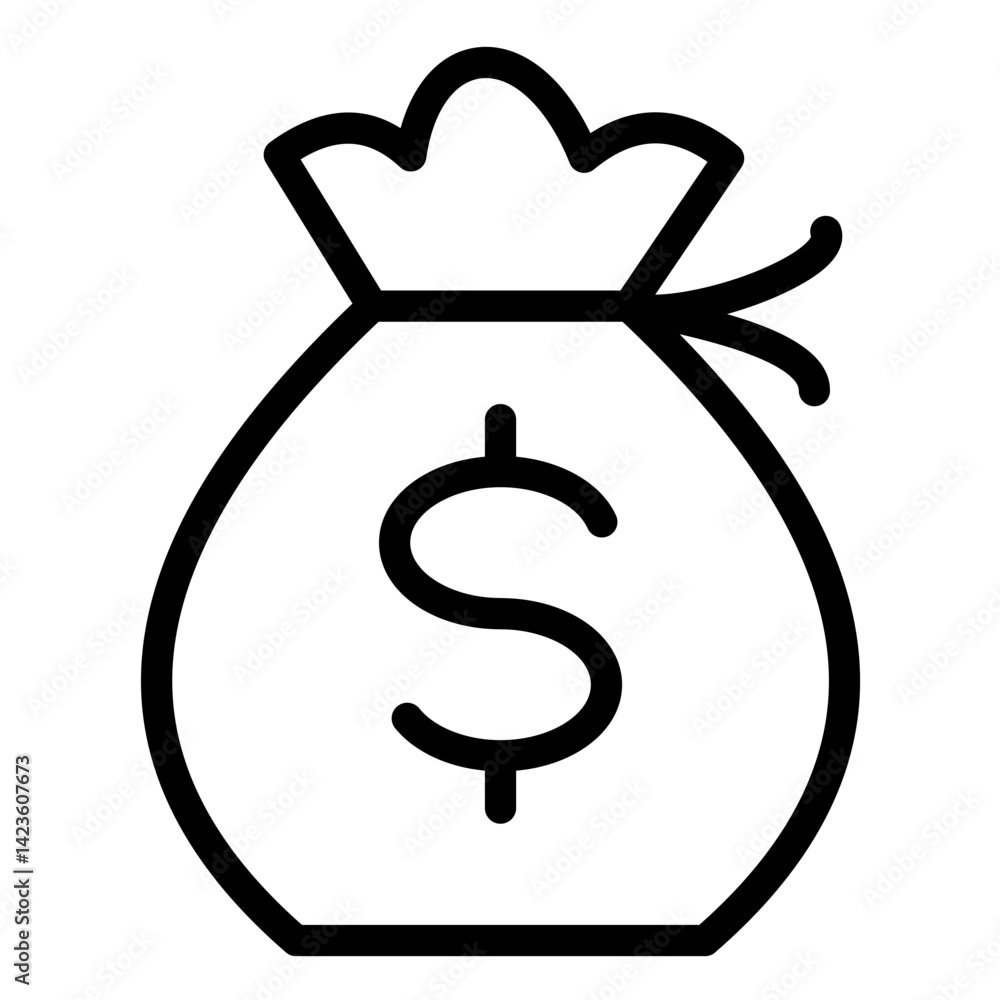 Money Bag Line Icon Style Money Bag Line Icon Style