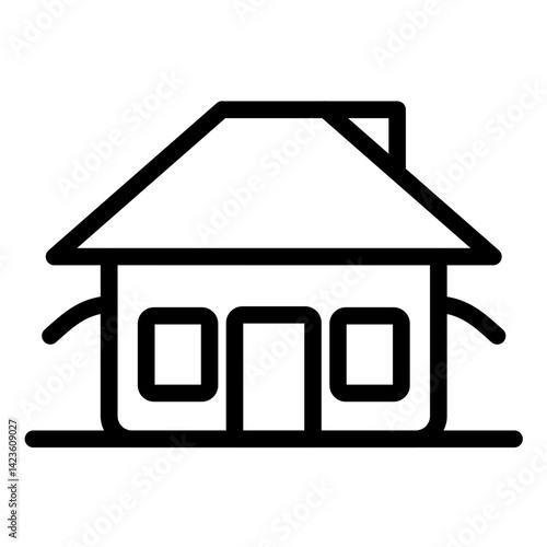 Bungalow Line Icon Style