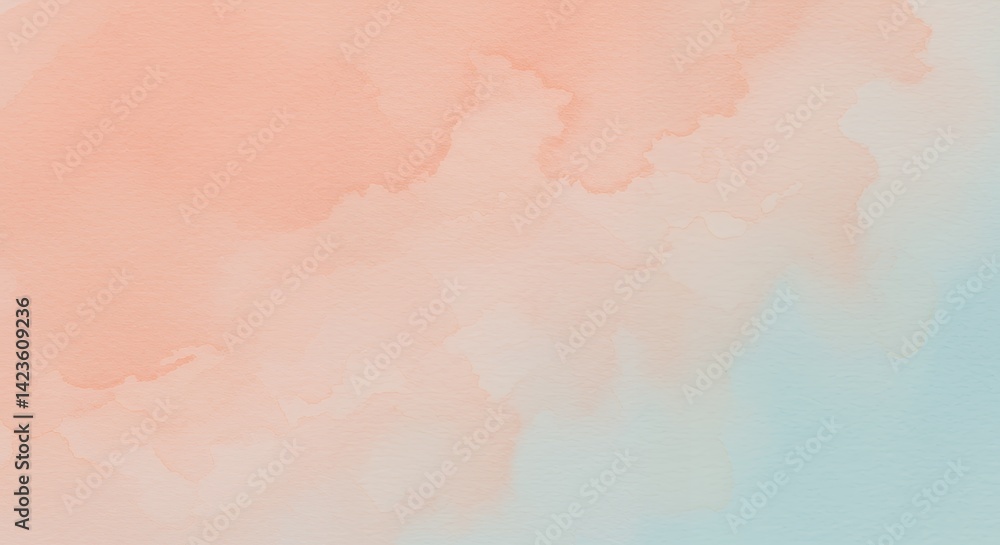 Fototapeta premium Abstract Watercolor Texture Blending Light Orange and Blue Hues