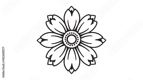 Sunflower line art modern botanical drawing perfect for home design