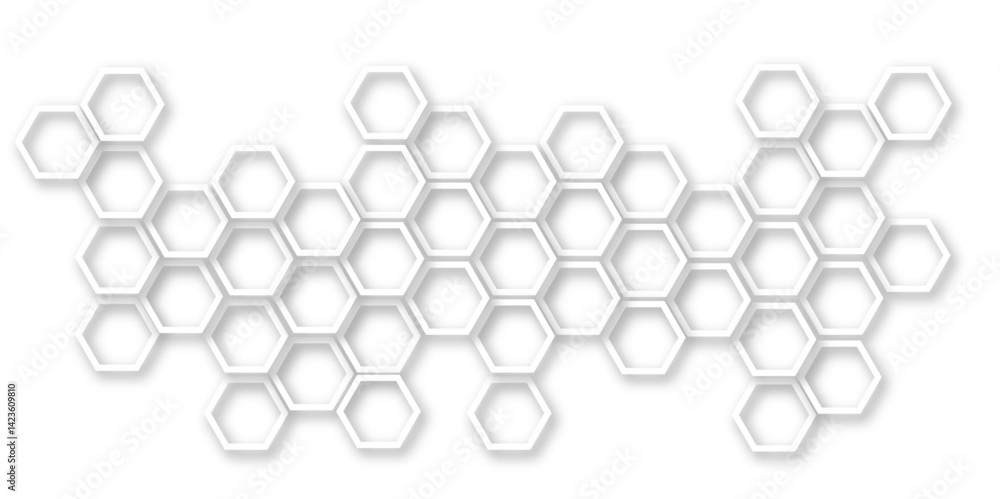 An Elegant and Abstract Visualization of Technological Innovation Through a Honeycomb-Inspired Geometric Pattern of Hexagons Representing Molecular Networks in a Clean, Minimalist Style An Elegant and Abstract Visualization of Technological Innovation Through a Honeycomb-Inspired Geometric Pattern of Hexagons Representing Molecular Networks in a Clean, Minimalist Style