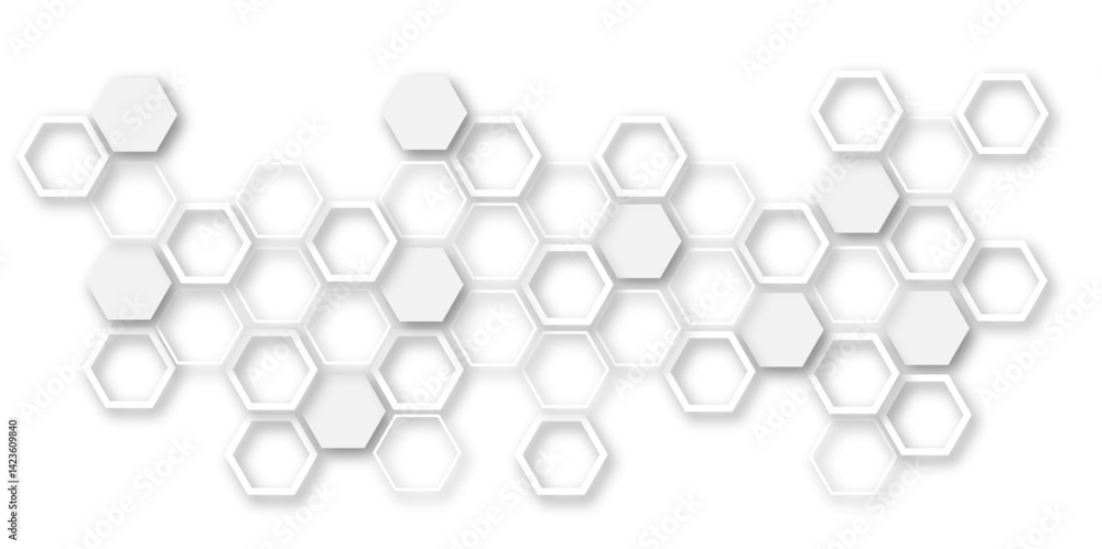An Elegant and Abstract Visualization of Technological Innovation Through a Honeycomb-Inspired Geometric Pattern of Hexagons Representing Molecular Networks in a Clean, Minimalist Style An Elegant and Abstract Visualization of Technological Innovation Through a Honeycomb-Inspired Geometric Pattern of Hexagons Representing Molecular Networks in a Clean, Minimalist Style
