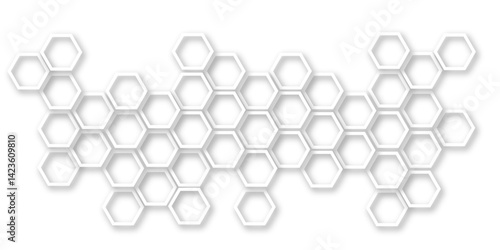 An Elegant and Abstract Visualization of Technological Innovation Through a Honeycomb-Inspired Geometric Pattern of Hexagons Representing Molecular Networks in a Clean, Minimalist Style