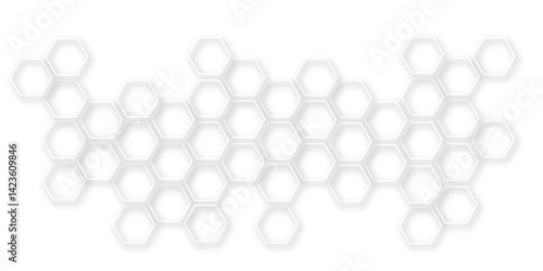 An Elegant and Abstract Visualization of Technological Innovation Through a Honeycomb-Inspired Geometric Pattern of Hexagons Representing Molecular Networks in a Clean, Minimalist Style