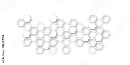 An Elegant and Abstract Visualization of Technological Innovation Through a Honeycomb-Inspired Geometric Pattern of Hexagons Representing Molecular Networks in a Clean, Minimalist Style