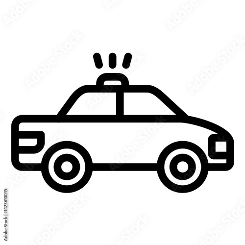 Police Car Line Icon Style