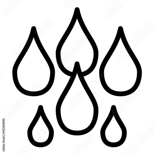 Water Drops Line Icon Style