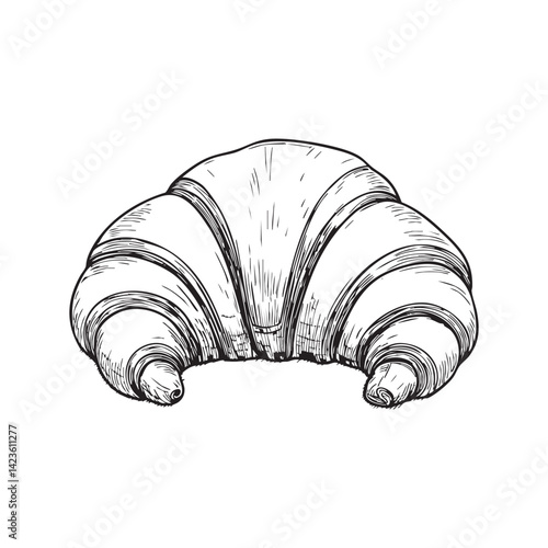 Croissant pastry silhouette for bakery item, breakfast food, or French-inspired baked snack