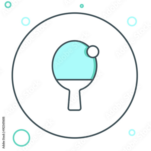 Line Racket for playing table tennis icon isolated on white background. Colorful outline concept. Vector