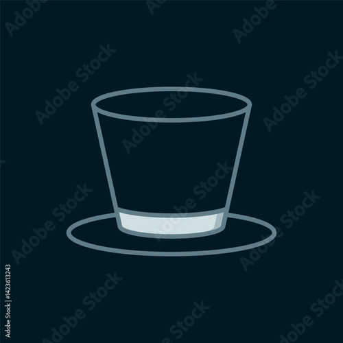 Line Cylinder hat icon isolated on black background. Flat filled outline style with shadow. Vector