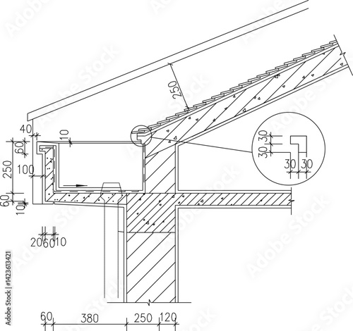 silhouette design vector illustration sketch image detail of roof gutter for rain
