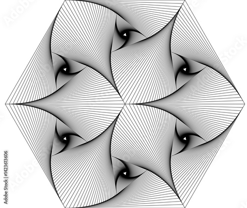 F-43-1-5,6,7 Abstract vector graphic based on harmonic vortex 