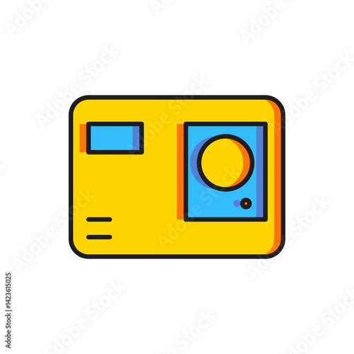 Color Action extreme camera icon isolated on white background. Video camera equipment for filming extreme sports. Flat filled outline style with shadow. Vector
