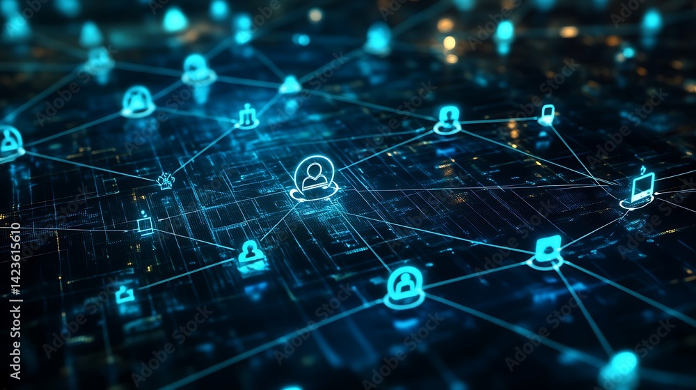 Network Connection Digital Grid Connecting People and Devices Technology Concept Network Connection Digital Grid Connecting People and Devices Technology Concept