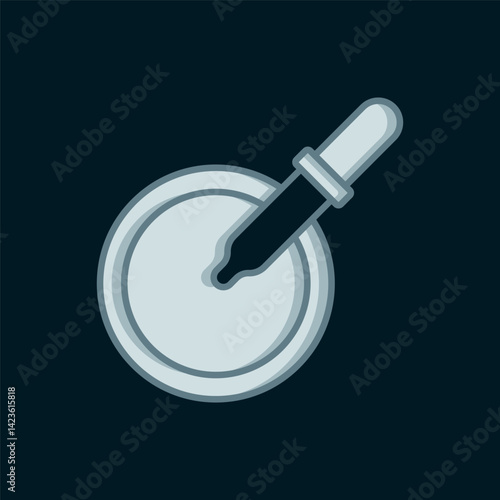 Line Petri dish with pipette icon isolated on black background. Flat filled outline style with shadow. Vector