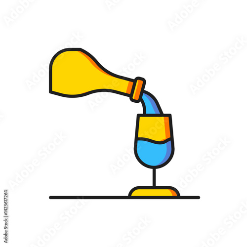 Color Wine tasting, degustation icon isolated on white background. Sommelier. Smells of wine. Flat filled outline style with shadow. Vector
