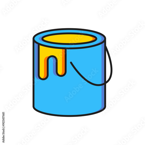 Color Paint bucket icon isolated on white background. Flat filled outline style with shadow. Vector