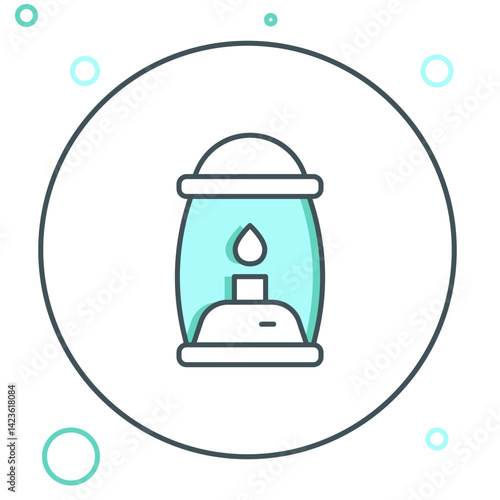 Line Camping lantern icon isolated on white background. Colorful outline concept. Vector