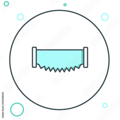 Line Two-handed saw icon isolated on white background. Colorful outline concept. Vector