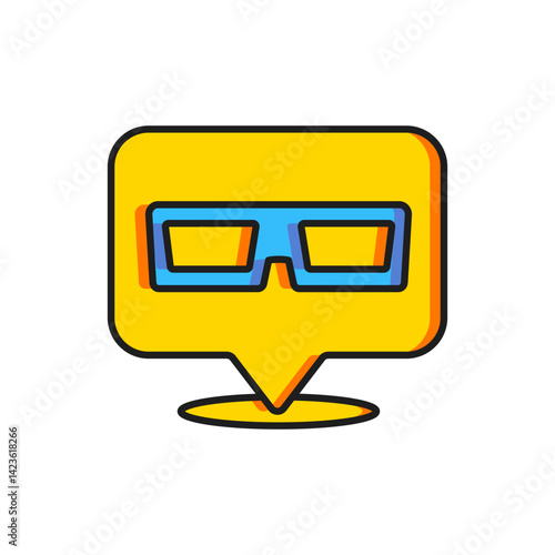 Color 3D cinema glasses icon isolated on white background. Flat filled outline style with shadow. Vector
