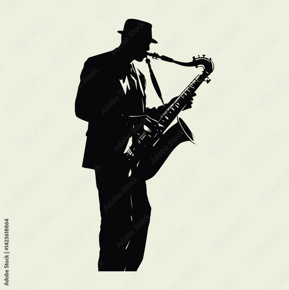 Naklejka premium saxophone player silhouette