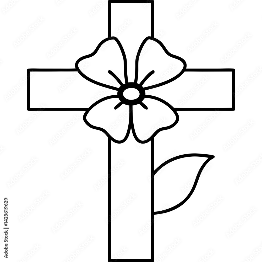 Fototapeta premium Cross with poppy vector