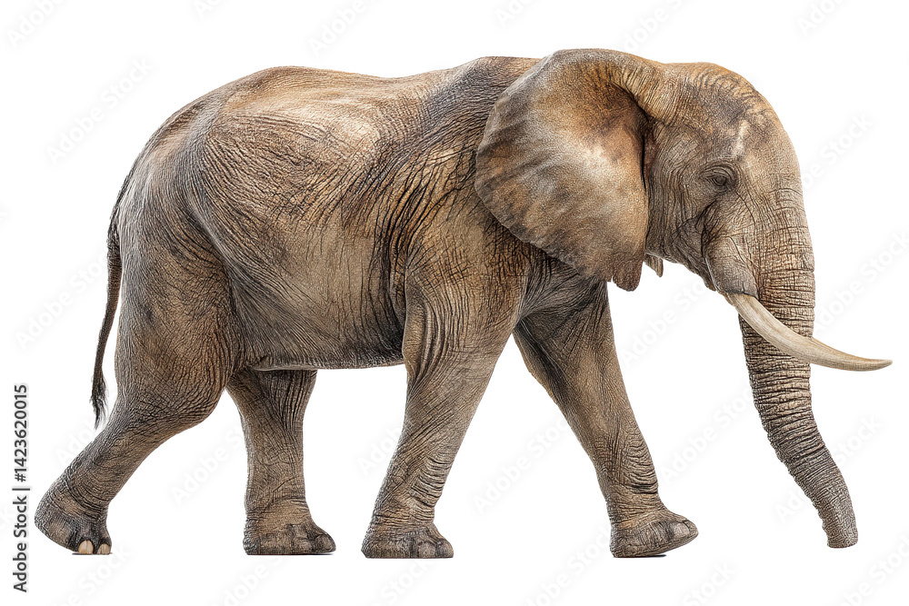 Fototapeta premium walking elephant silhouette, strong outline, side view, clean 