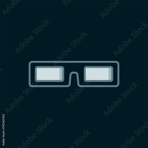 Line Cinema glasses icon isolated on black background. Flat filled outline style with shadow. Vector