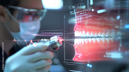 Dental laser treatment for oral health dental clinic procedure medical environment close-up view advanced technology