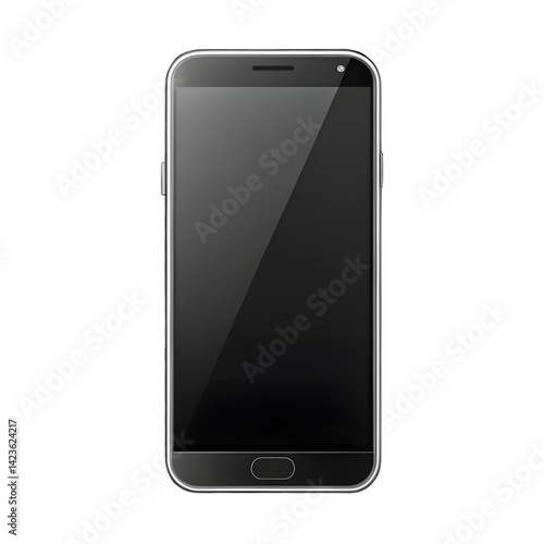Phone vector mockup smartphone with blank screen black display isolated on transparent background