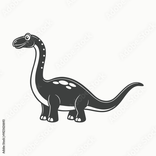 Black silhouette Cartoon dinosaur with spiked sail, Cartoon green dinosaur on white background