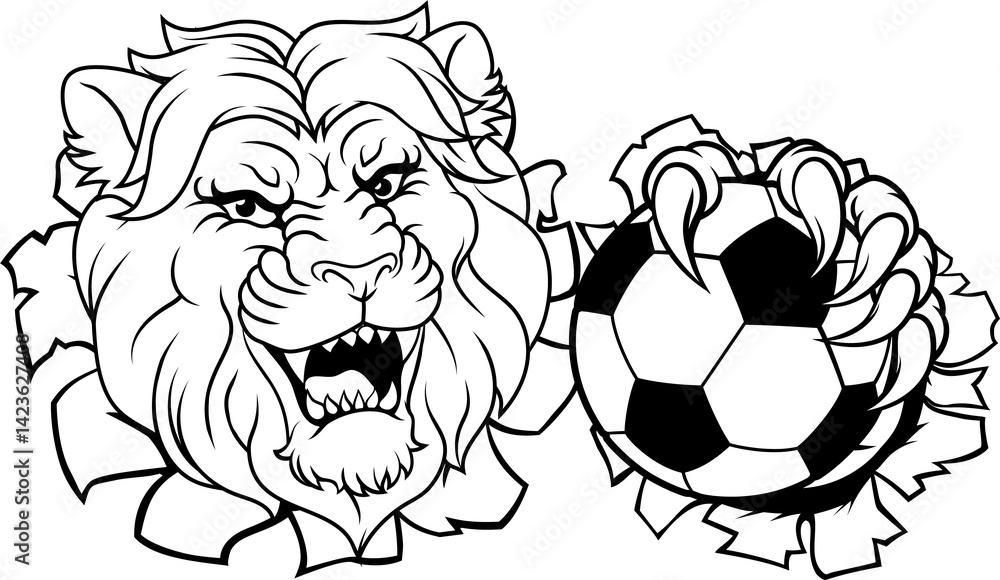 Lion Soccer Football Animal Sports Team Mascot Lion Soccer Football Animal Sports Team Mascot