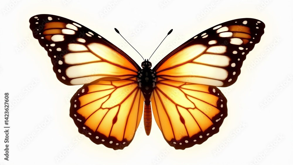 Fototapeta premium Monarch Butterfly Open Wings On White