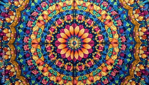 Wallpaper Mural Intricate floral motif within a repeating hexagon pattern , bloom, trendy, surface Torontodigital.ca