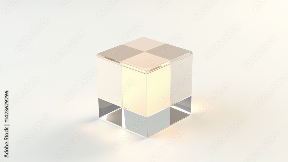 Fototapeta premium Abstract Clear Acrylic Cube On White
