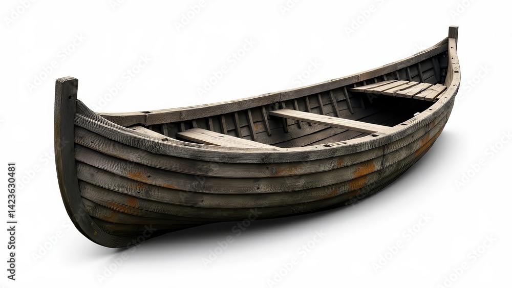 Old Wooden Rowboat Isolated On White Old Wooden Rowboat Isolated On White