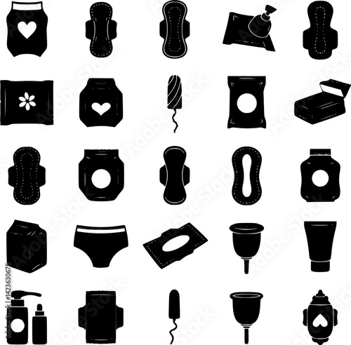 Feminine hygiene products vector set PNG clipart