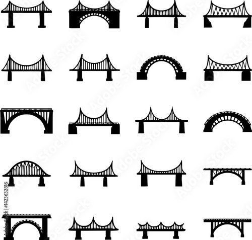 Bridges icons vector set PNG clipart