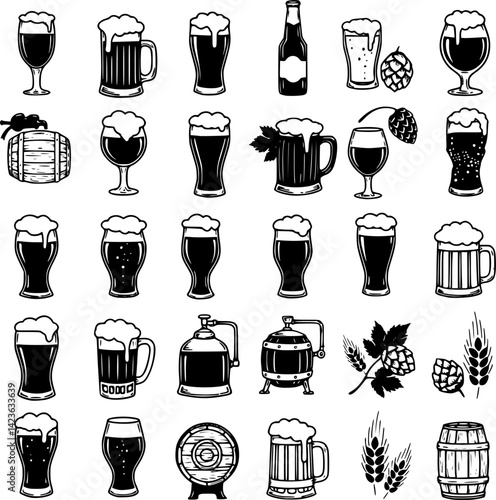 Beer icons set vector set PNG clipart