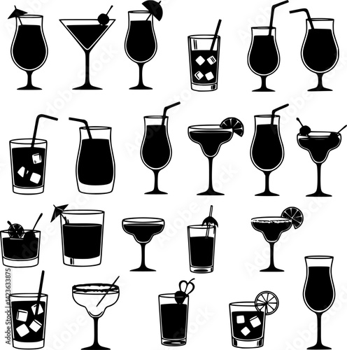 Cocktail icons set vector set PNG clipart