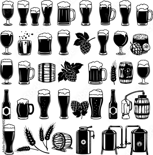 Beer icons set vector set PNG clipart