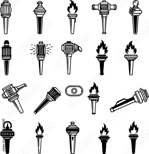 Torch icons set vector set PNG clipart
