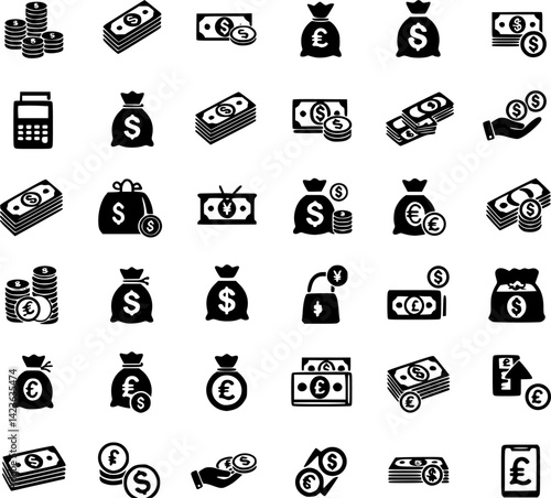 Money Icons vector set PNG clipart