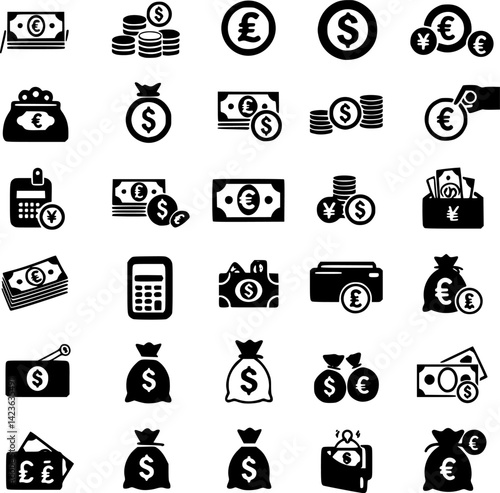 Money Icons vector set PNG clipart