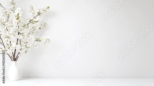 White blossoms in a vase, minimalist aesthetic