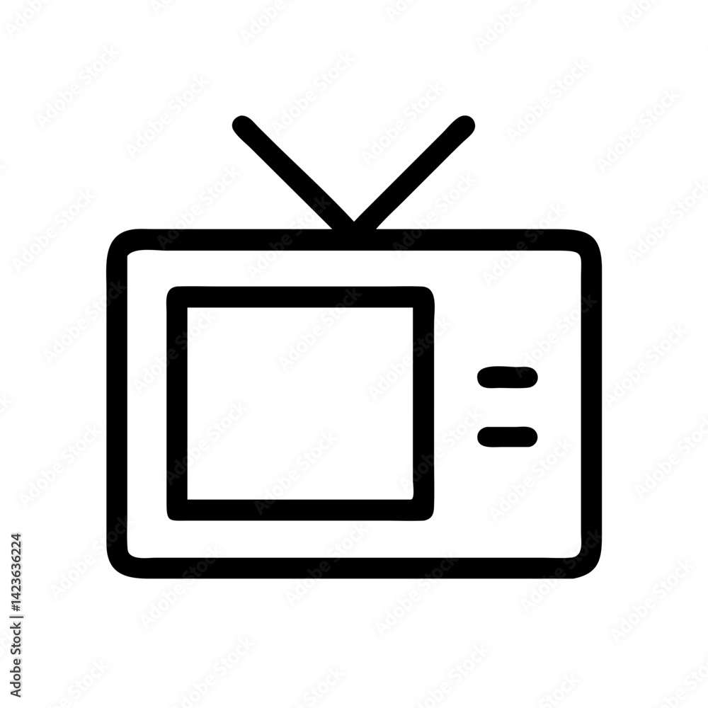 retro TV line art icon vector illustration retro TV line art icon vector illustration