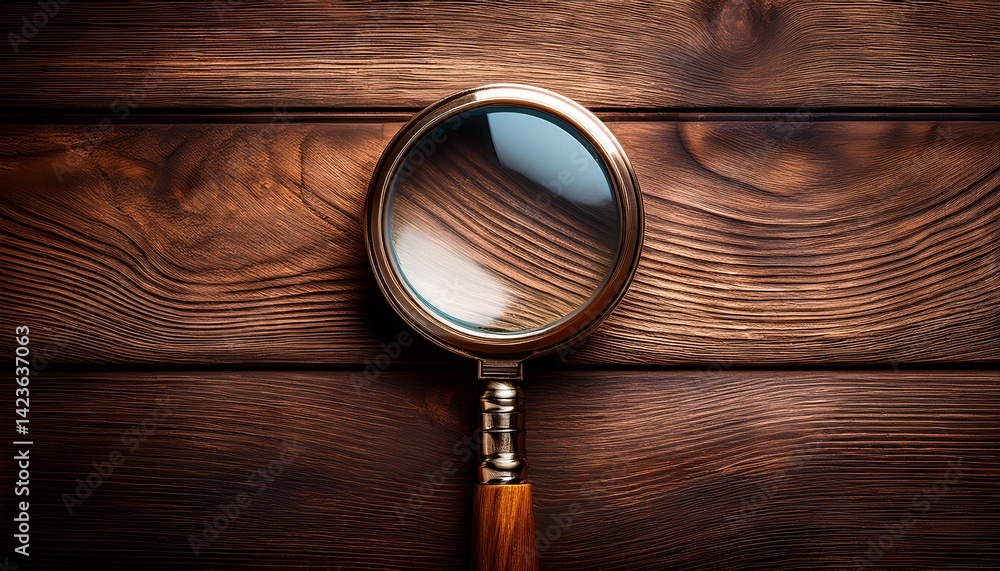magnifying glass on wooden background magnifying glass on wooden background