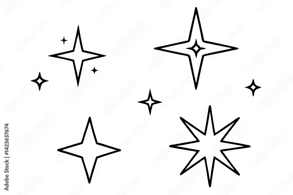 Obraz premium Sleek Cosmic Star Line Drawing