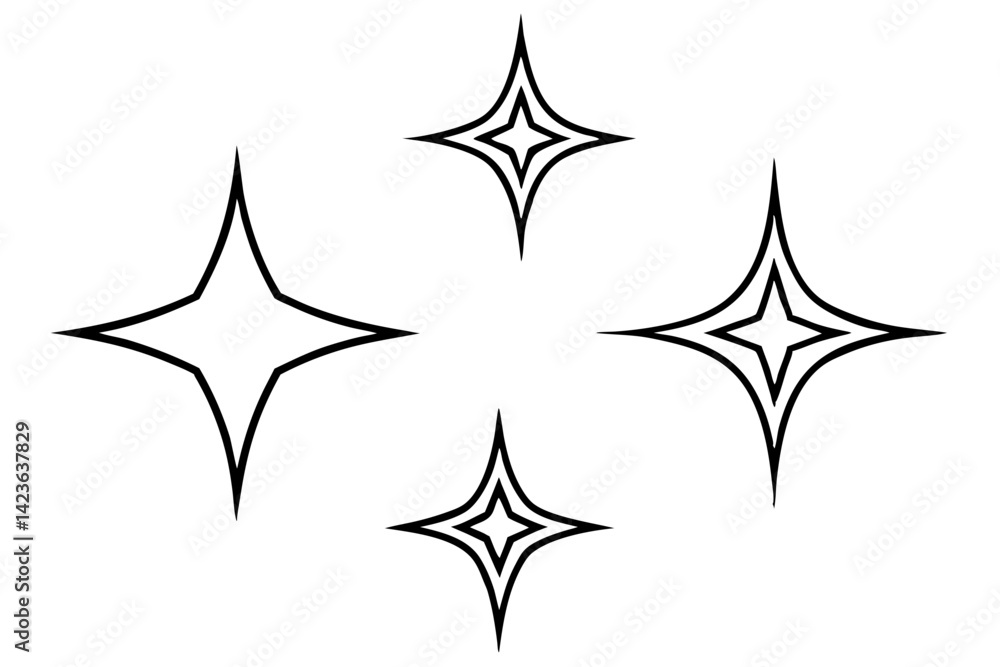 Sleek Cosmic Star Line Drawing Sleek Cosmic Star Line Drawing