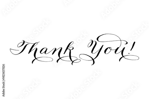 手書き風の書体で書いたThank You !（ありがとう）の文字（カリグラフィー）

